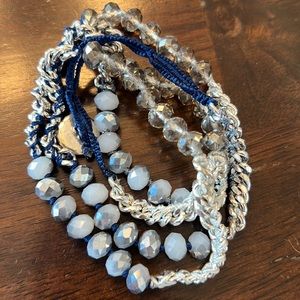 Blue and silver wrap bracelet